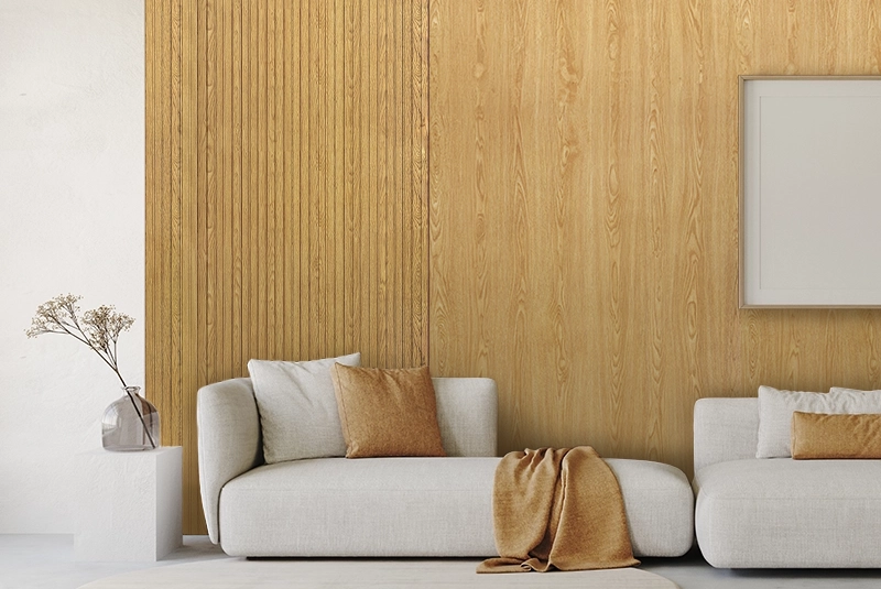 Image of Living Room With Wooden Paneling